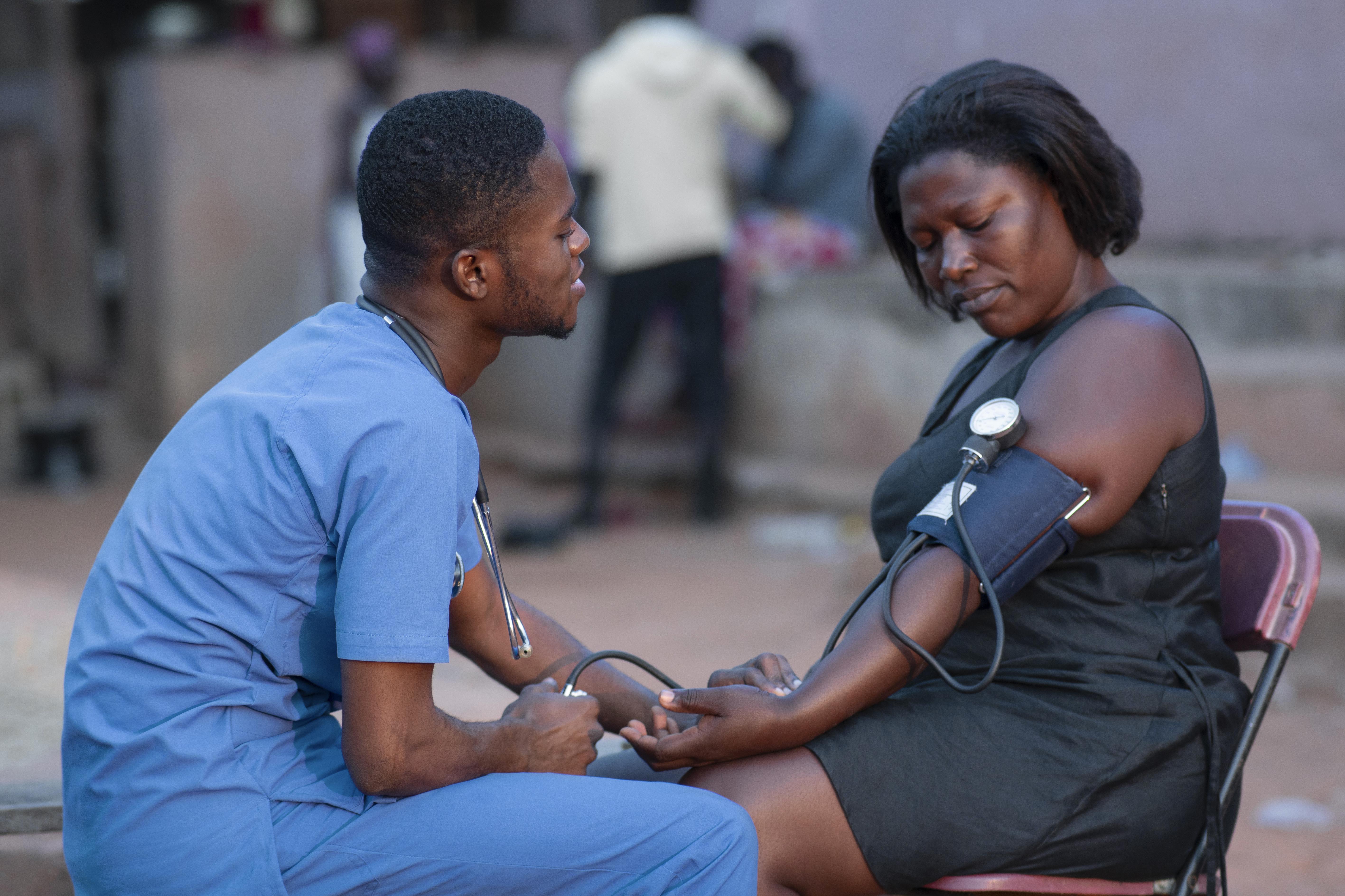 Nurse visiting client